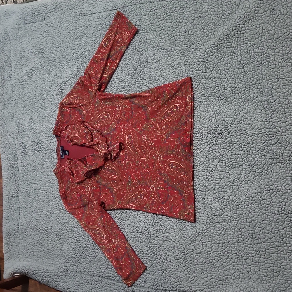 Women's Chaps paisley blouse rusty red size large